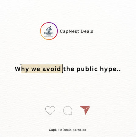 UntitledWe don’t rely on social buzz. CapNest Deals was built to operate behind the scenes — quietly filtering noise to find credible early-stage opportunities that stand up to due diligence. Now we’re online to give serious investors the clarity they des
